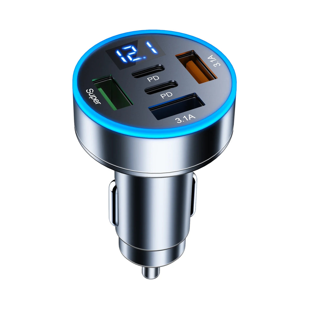 UYUXIO 1 USB Car Phone Charger Adapter Voltage Display Dual PD Port