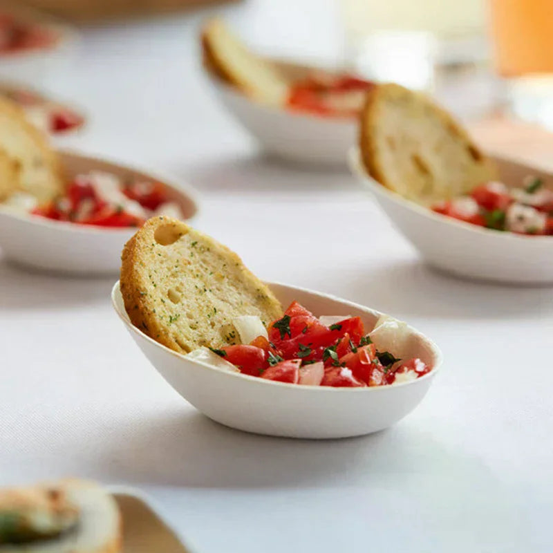 25 Pcs Tasting Dishes Disposable Dishes - Home Compostable Microwavable And Freezable White Bagasse Food Zpaxo