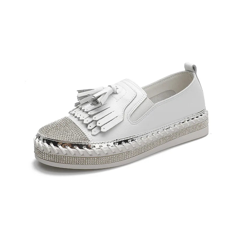 Winter Shoes women flat moccasins mixed colors bling crystal loafer slip-on embroider platform espadrilles new ladies shoes Zpaxo 13 37