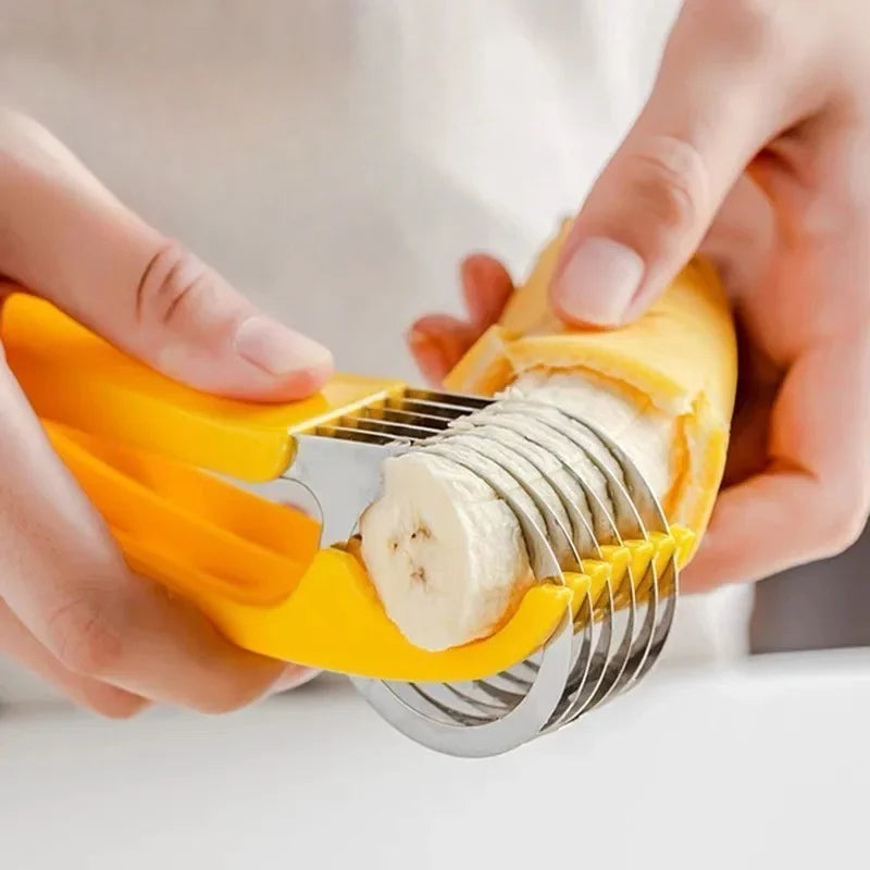 Stainless Steel Banana Slicer, Kitchen Ham Sausage Fruit Slicer, Daily Dining Kitchen, Salad Platter, Ring Cutter, Fruit Slicer Zpaxo