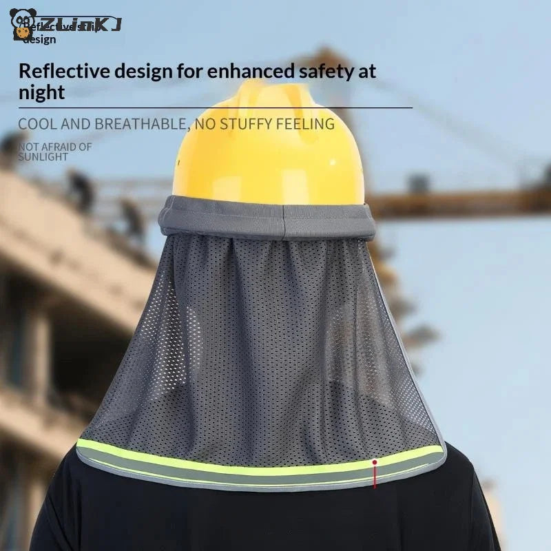▶Safety Helmet Sunshade Panel Construction Site Sunshade Hat Breathable Wide-brimmed Cap Curtain Building Construction Sun Hats Zpaxo