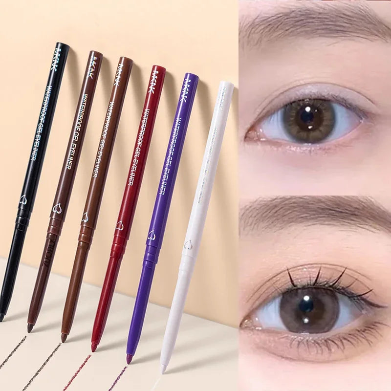 Waterproof Eyeliner Gel Pencil Red Brown Lying Silkworm Pen Soft Easy Wear High Pigment Matte Eyeliner Lasting Shiny Eyes Makeup Zpaxo