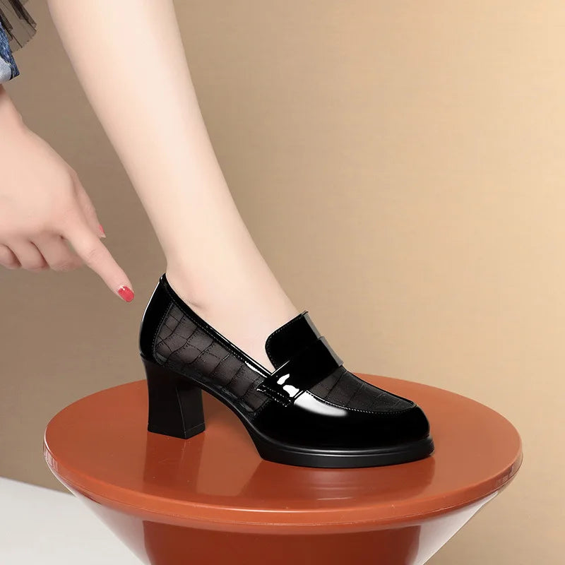 British Summer Single Shoes Heels Waterproof Platform Thick Heel Zpaxo
