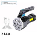 ESMARTER 7-LED Rechargeable Flashlight with COB Side Light 1000lm