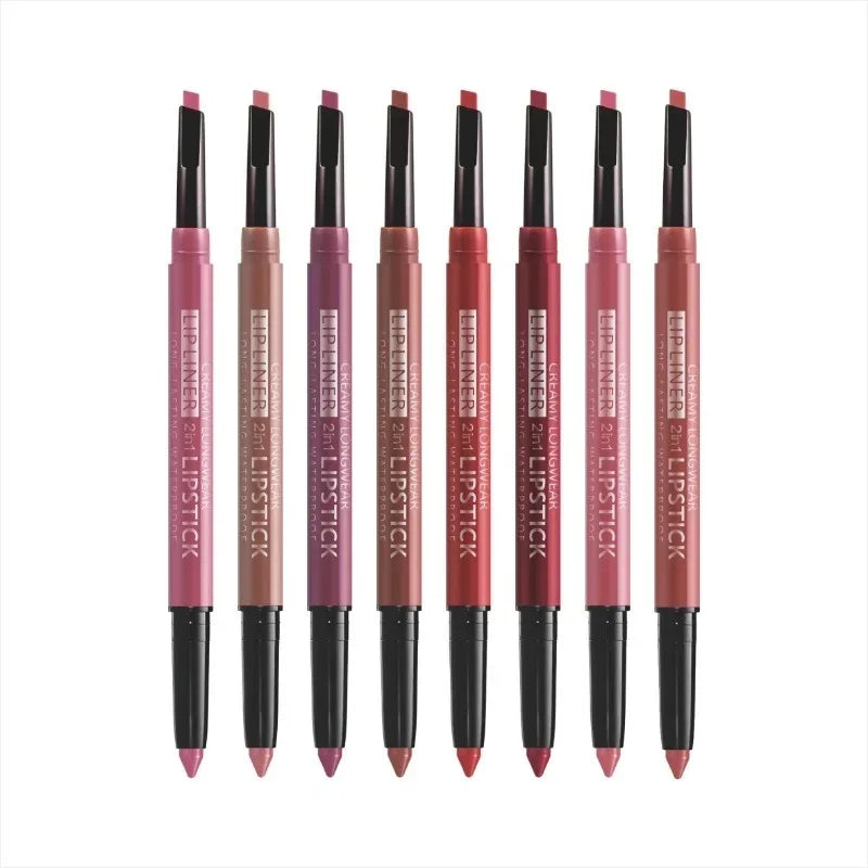 2-in-1 Lip Liner Lipstick Pen Waterproof Long-lasting Pigment Pencil
