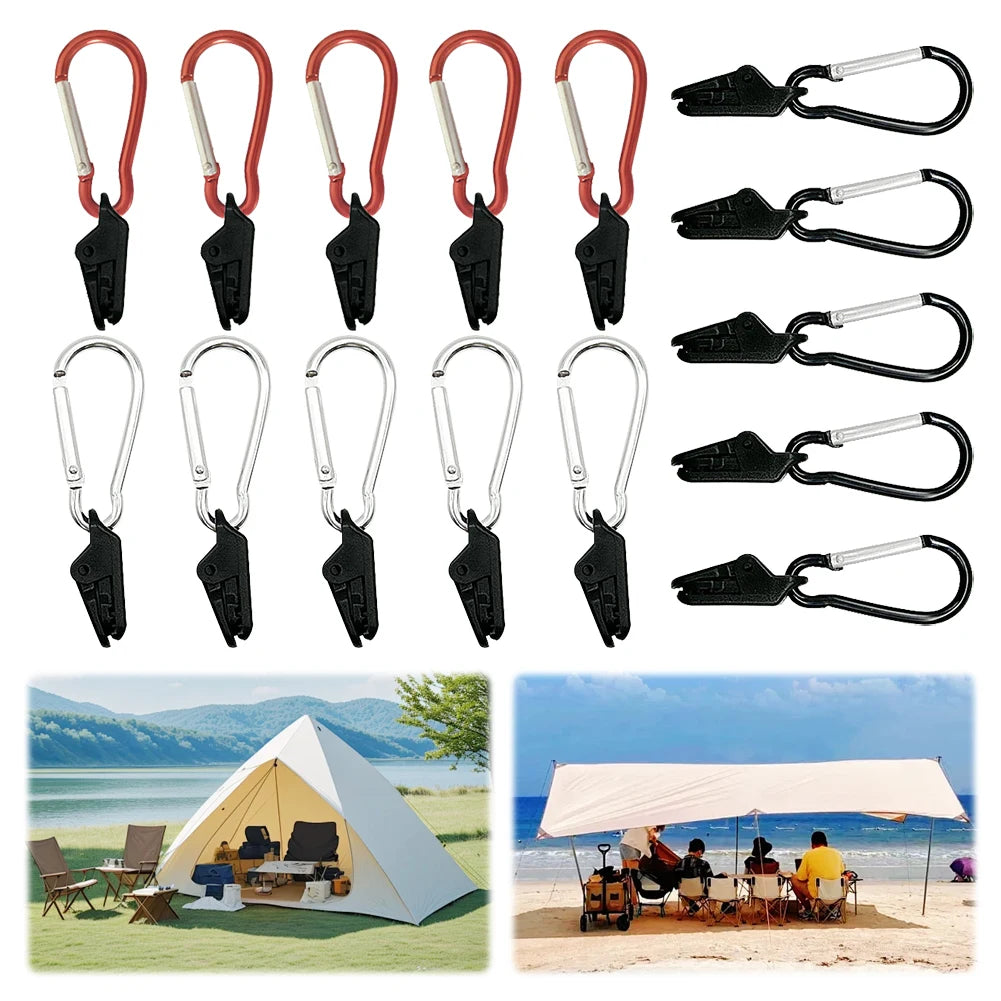 Camping Tarp Clips Carabiner Hanging Hooks Outdoor Tent Windproof