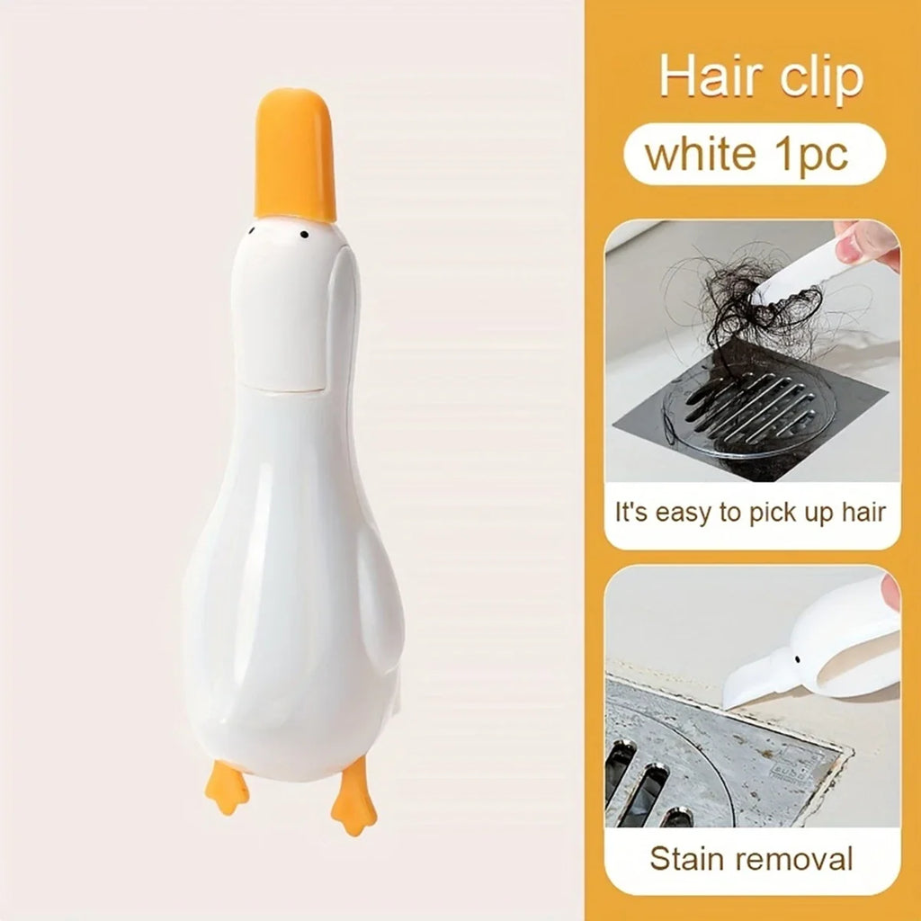 Bathroom Wall-mounted Hair Cleaning Clip Floor Drain Cleaning Tool Garbage Clip Toilet Sewer Tweezers Kitchen Sink Cleaning Tool Zpaxo WHITE