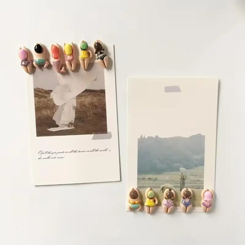 8pcs Cute Swimming Figure Fridge Magnets – ABS Resin Round Decor for Fridge, Door, Photo, Pool Zpaxo