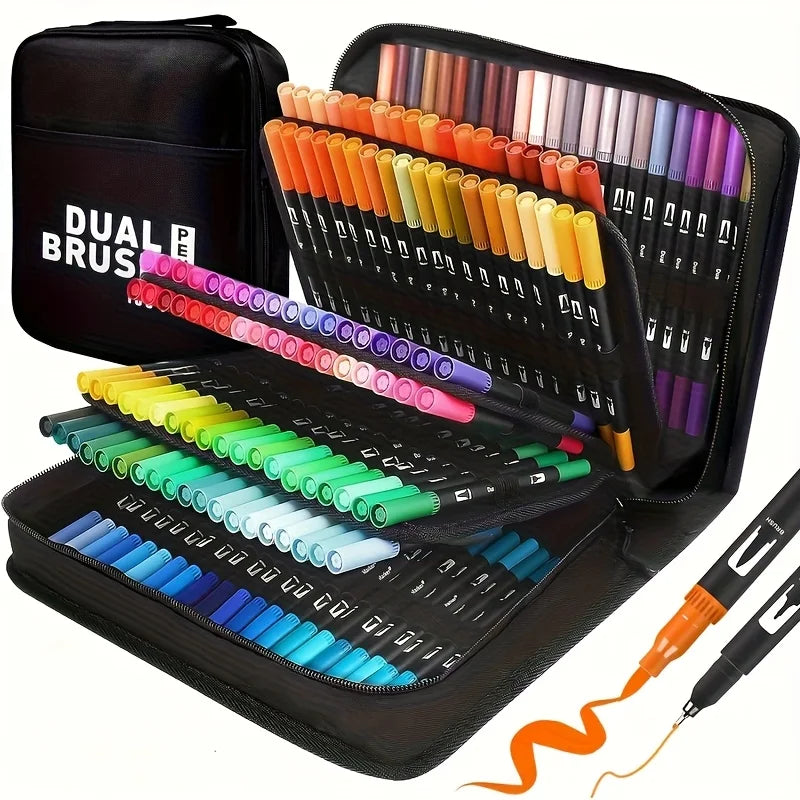 Vibrant Double-Ended Watercolor Markers – Art Set for Drawing & Crafts, Durable Plastic Bodies, Christmas Gift Zpaxo
