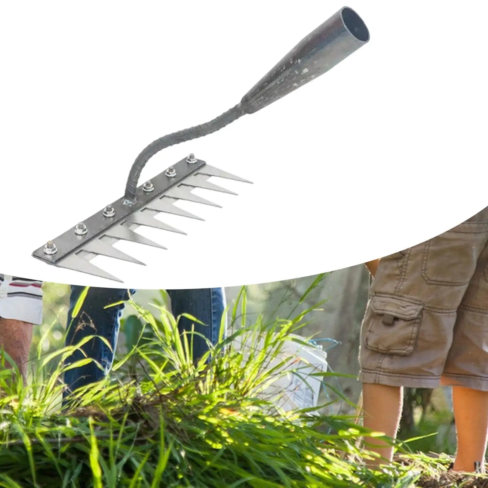 Garden Weeding Rake Sturdy Efficient Metal Practical Convenient Heavy Duty for Yard Cultivating Gardening Landscapers Homeowners Zpaxo 8 Teeth