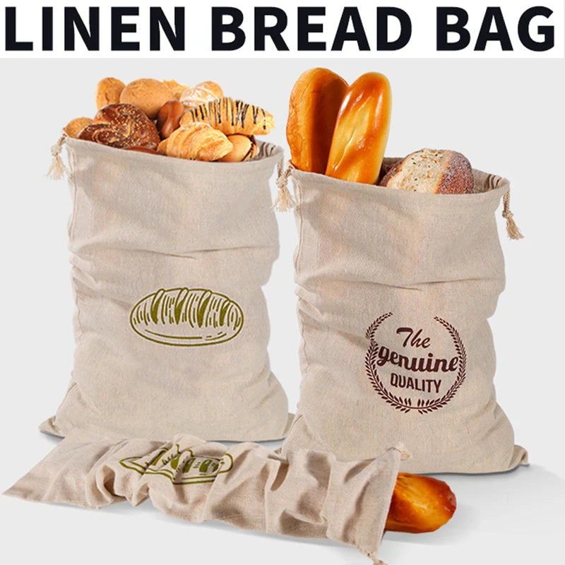2026 New Arrival！Linen Bread Bags Reusable Portable Drawstring Kitchen Organizer Home Homemade Artisan Bread Storage Bag Zpaxo