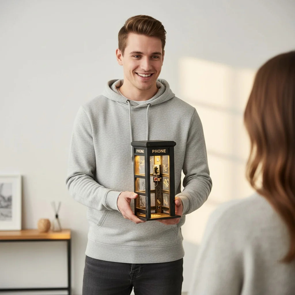 Mini Phone Booth Accent Light Decorative Classic Telephone Table Lamp