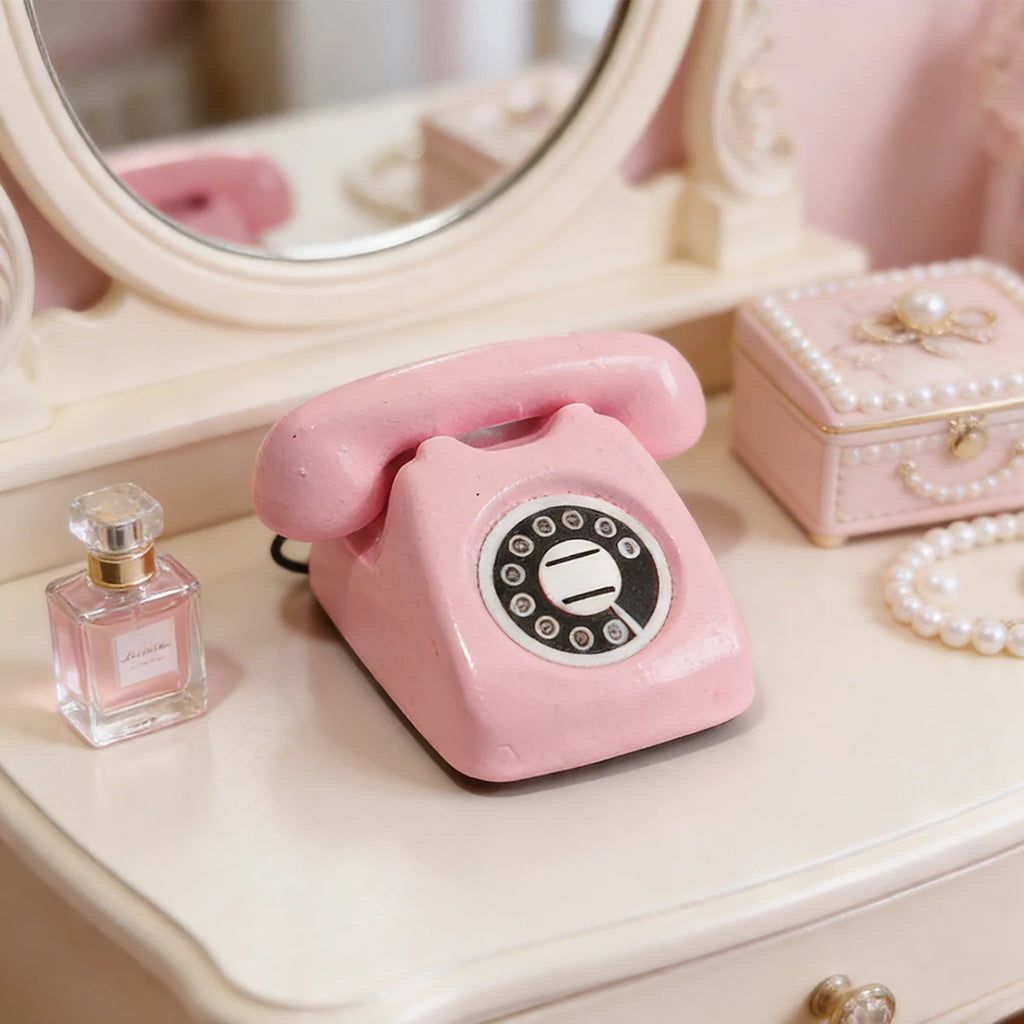 1:12 Miniature Vintage Rotary Telephone – Dollhouse Retro Phone