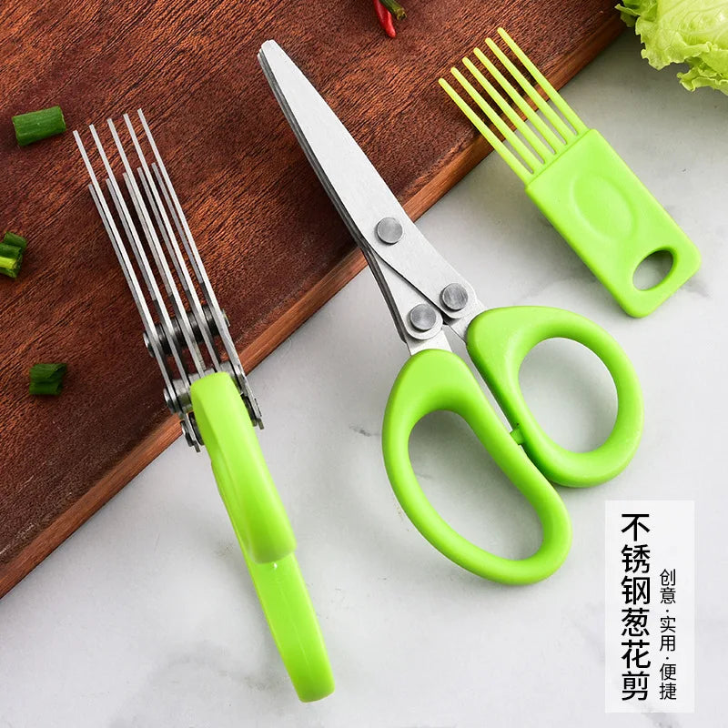 New kitchen cutting stainless steel multi-layer scallion scissors with three to five layers of creative home vegetable scissors Zpaxo