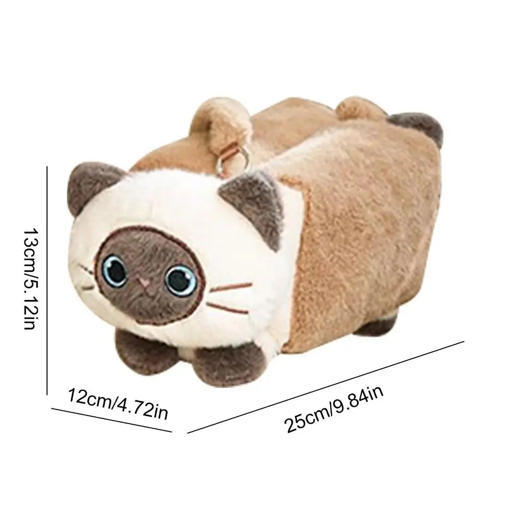 Cartoon Plush Cat Napkin Box Shape Reusable Car Seat Tissue Fluffy Zpaxo