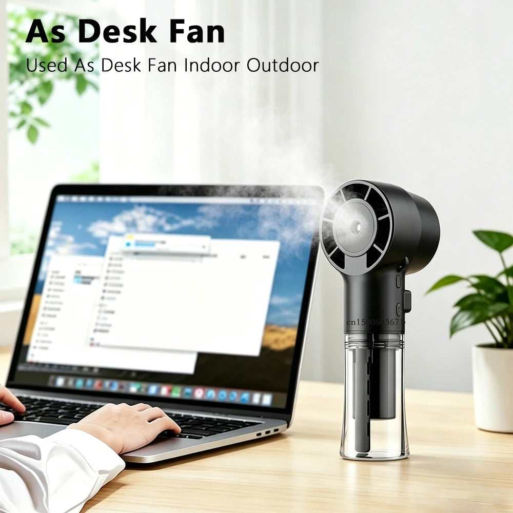 Portable Water Mist Fan Humidifier Rechargeable 4 Wind Speed Hanging
