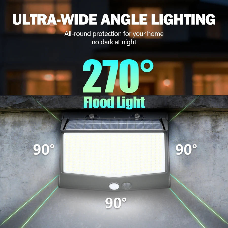 100 468 LED Porch Light Outdoor Waterproof Lamp 3 Mode PIR Solar Wall Zpaxo