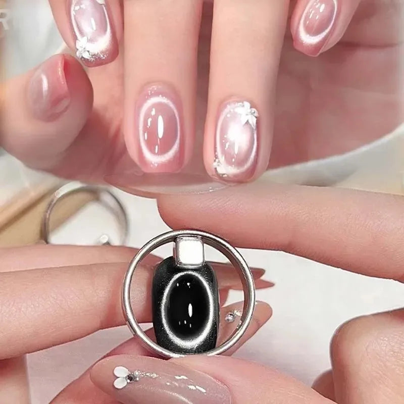 Hollow Cat Eye Magnet Gel Nail Polish Art Ring French Magnetic