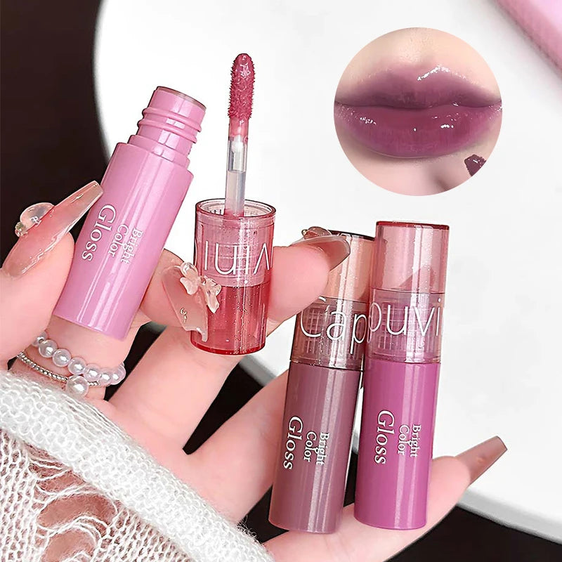 3PCS Water Light Mirror Lip Gloss Set Hydrating Lightweight Liquid Lipstick Nature Moisturizing Lip Tint Lips Makeup Cosmetics Zpaxo