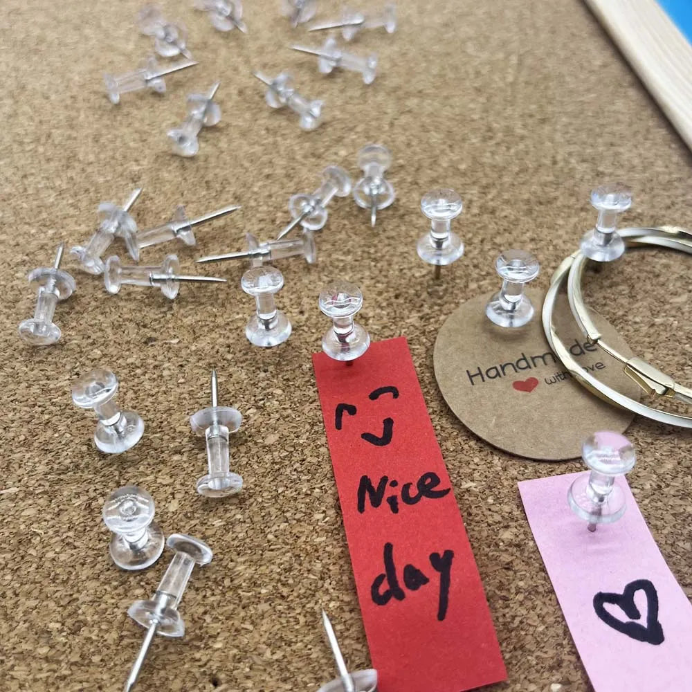 20/50/100pcs Push Pins Transparent Thumb Tacks With Plastic Box Home Office School Craft Projects Cork Board Photo Wall Bulleti Zpaxo