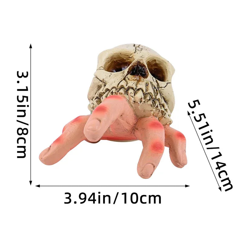 Resin 3D Skull Sculpture Ornament Hand-painted Realistic Halloween