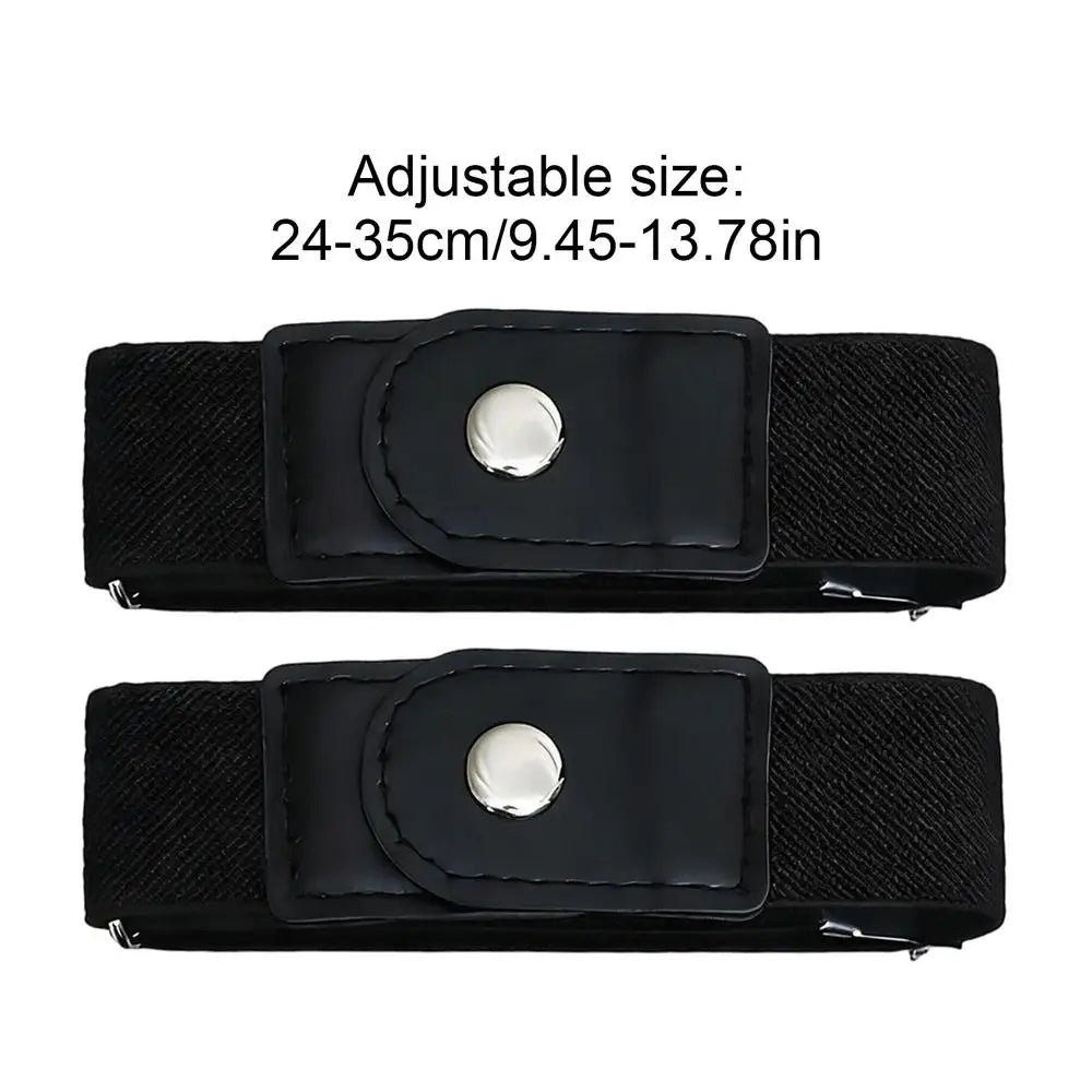 1 Pair No Buckle Elastic Belt Stretchable Adjustable Waistband Women Zpaxo Black
