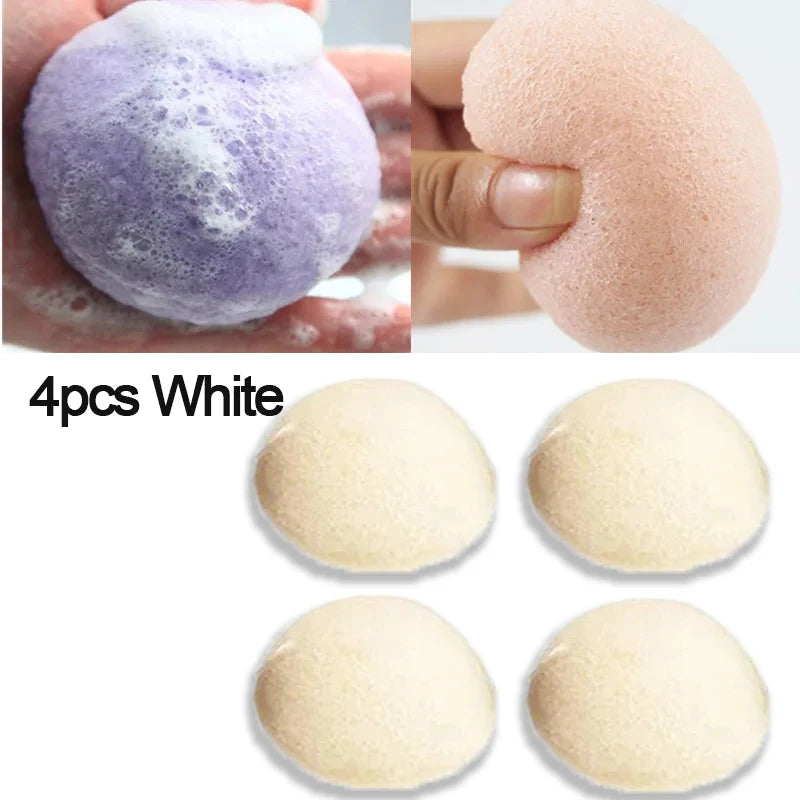1 Face Round Makeup Remover Tools Natural Konjac Facial Cleansing Zpaxo 4pcs White