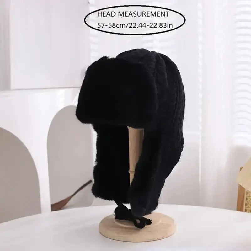 Cute Thickened Plush Hats Women Warm Winter Knitted Cap Ear Guards Zpaxo