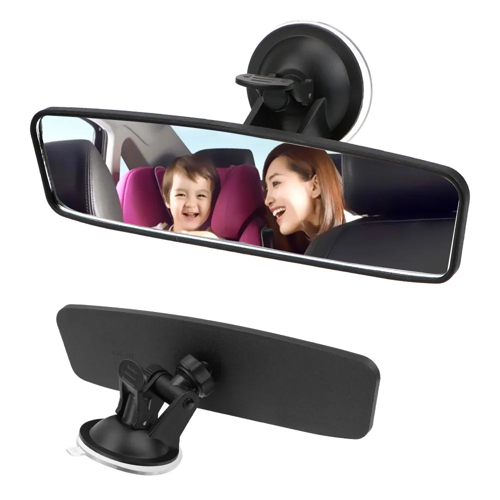 Car Rear Mirror Interior View Adjustable Suction Cup 360 Rotates