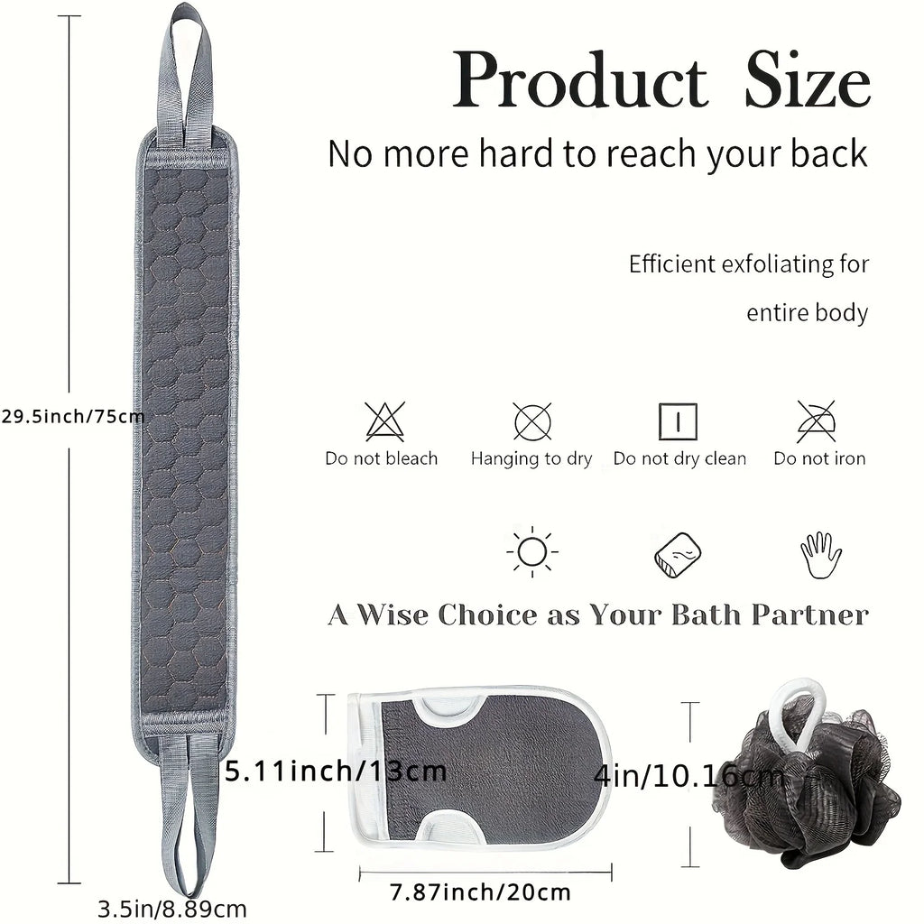 Exfoliating Body Scrubber Includes Back Bath Glove Shower Sponge