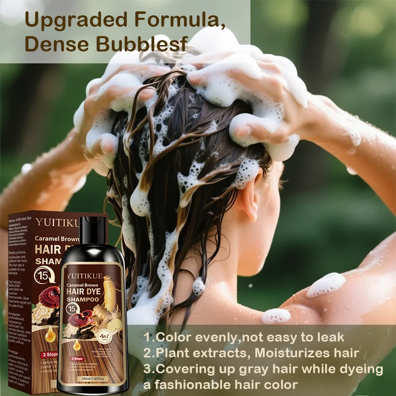Herbal Hair Dye Shampoo – Reishi & Ginseng, Caramel Brown Hair Dye Shampoo Zpaxo