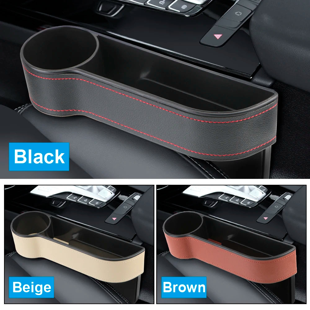 Car Organizer Leather Seat Gap Storage Box Slit Charging Hole