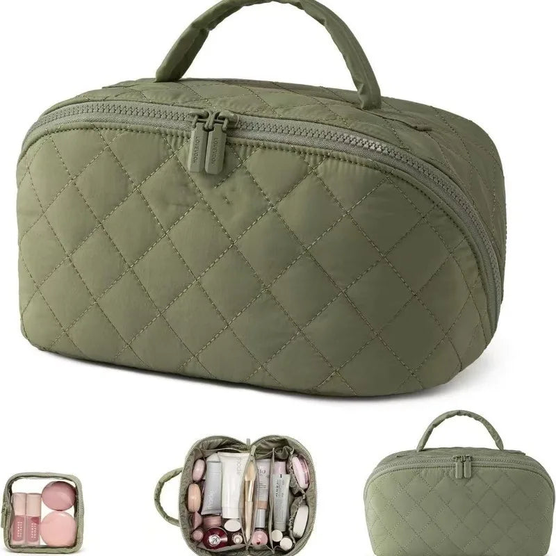 New Large Capacity Portable Makeup Bag, Makeup Brush Storage Bag, Leak-Proof High-end Travel Grooming Toiletry Organizer Bag Zpaxo