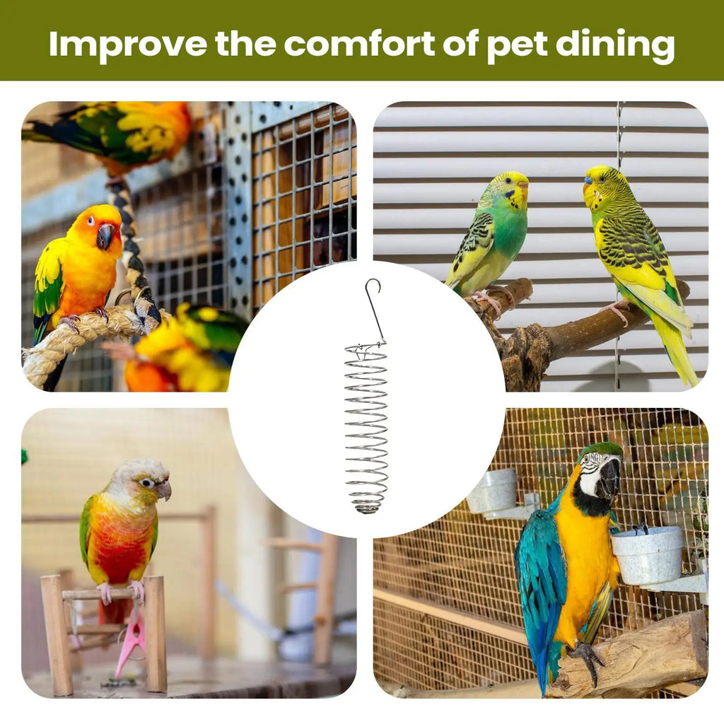 Stainless Millet Holder Bird Cage Foraging Supports Tray Anti Bite