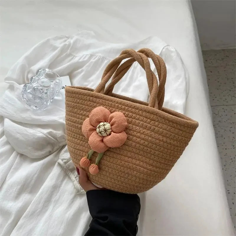 Wickerwork Tote Bag Women Hand Niche Design Casual Woven Rope Handbag Zpaxo