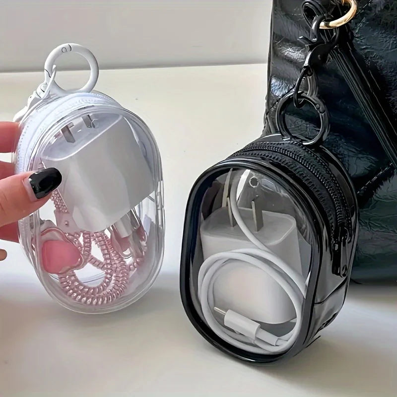 Portable Clear Cable Organizer Storage Box Charger Earbuds Data
