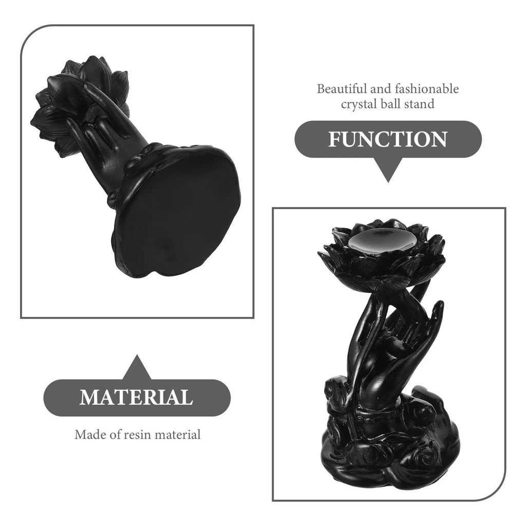 Lotus Buddha Hand Crystal Ball Holder Resin Stand Sphere Support