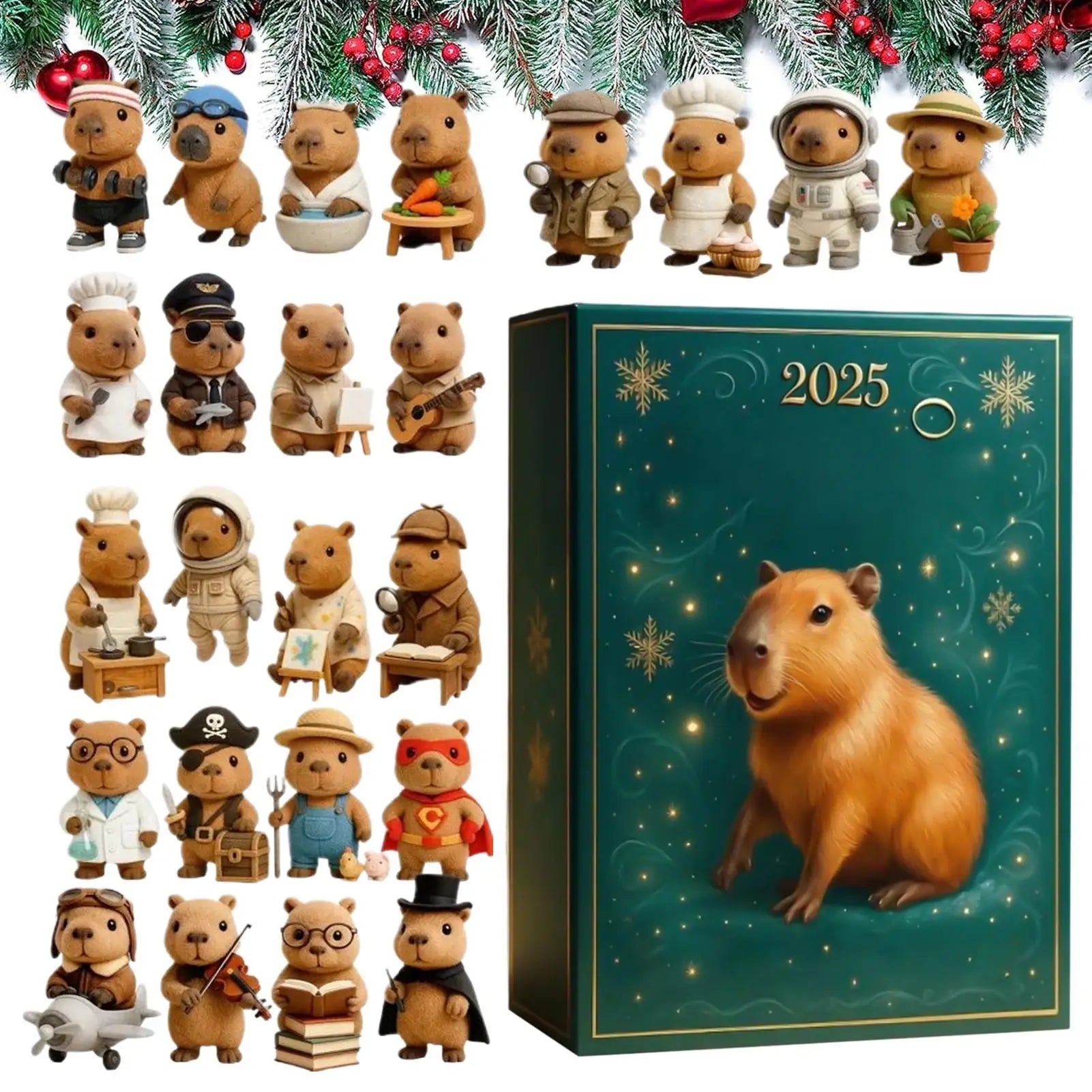 Capybara Advent Calendar 2025 24 Days Countdown Christmas Tree
