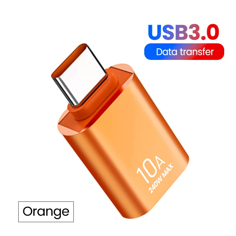 10A USB C OTG Adapter Converter 3 0 240W Laptop Xiaomi Macbook Zpaxo Type-c to USB Orange