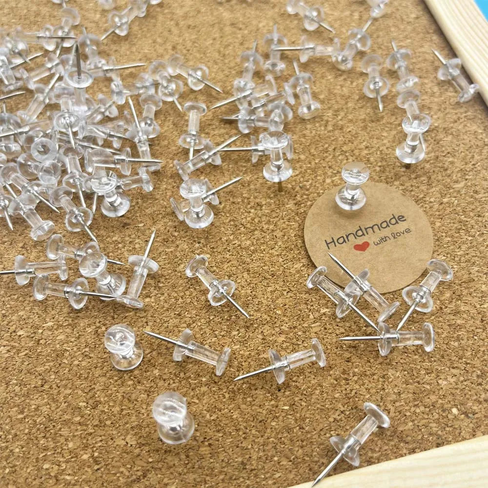 20/50/100pcs Push Pins Transparent Thumb Tacks With Plastic Box Home Office School Craft Projects Cork Board Photo Wall Bulleti Zpaxo