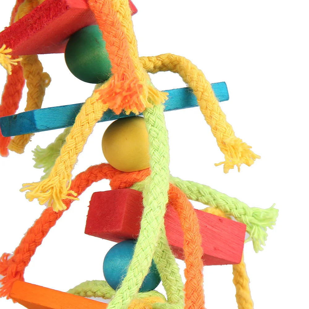 Wood Parrot Bird Toys Love Bird Cage Funny Training Bird Toys Cotton Rope Parrot Toy Bite Resistant Bird Tearing Toy Pet Product Zpaxo