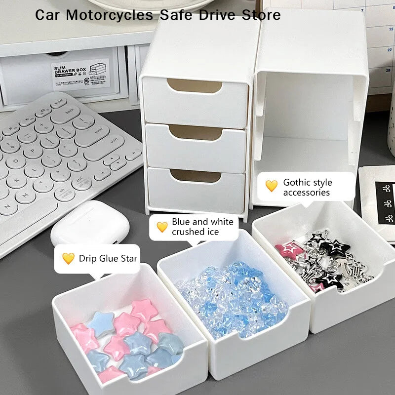 Simple 3-layer Drawer Desktop Mini Storage Box Multi-function Jewelry