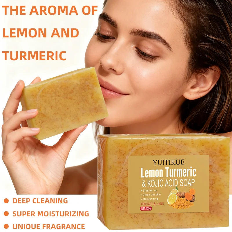 Lemon Turmeric Kojic Acid Brightening Soap 100g – All Skin Types Brightening Bar Soap Zpaxo