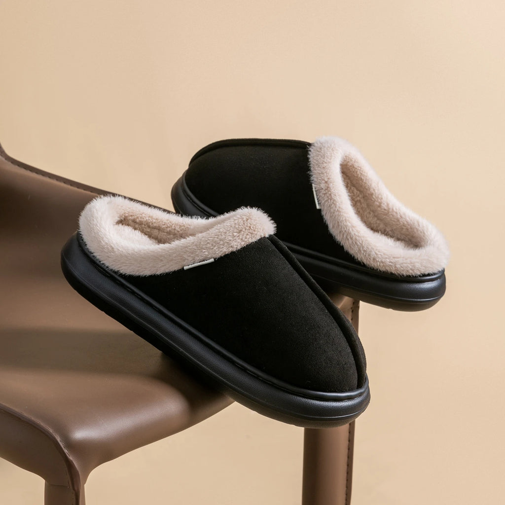 Fashion Fluffy Platform Soft Slippers Women Plush Warm Cotton Shoes