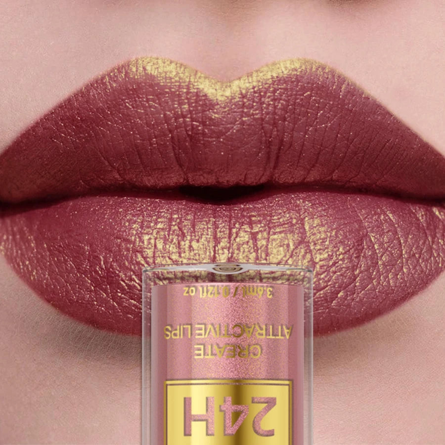 14 Colors Glitter Metallic Lip Glaze Shiny Long Lasting Gloss