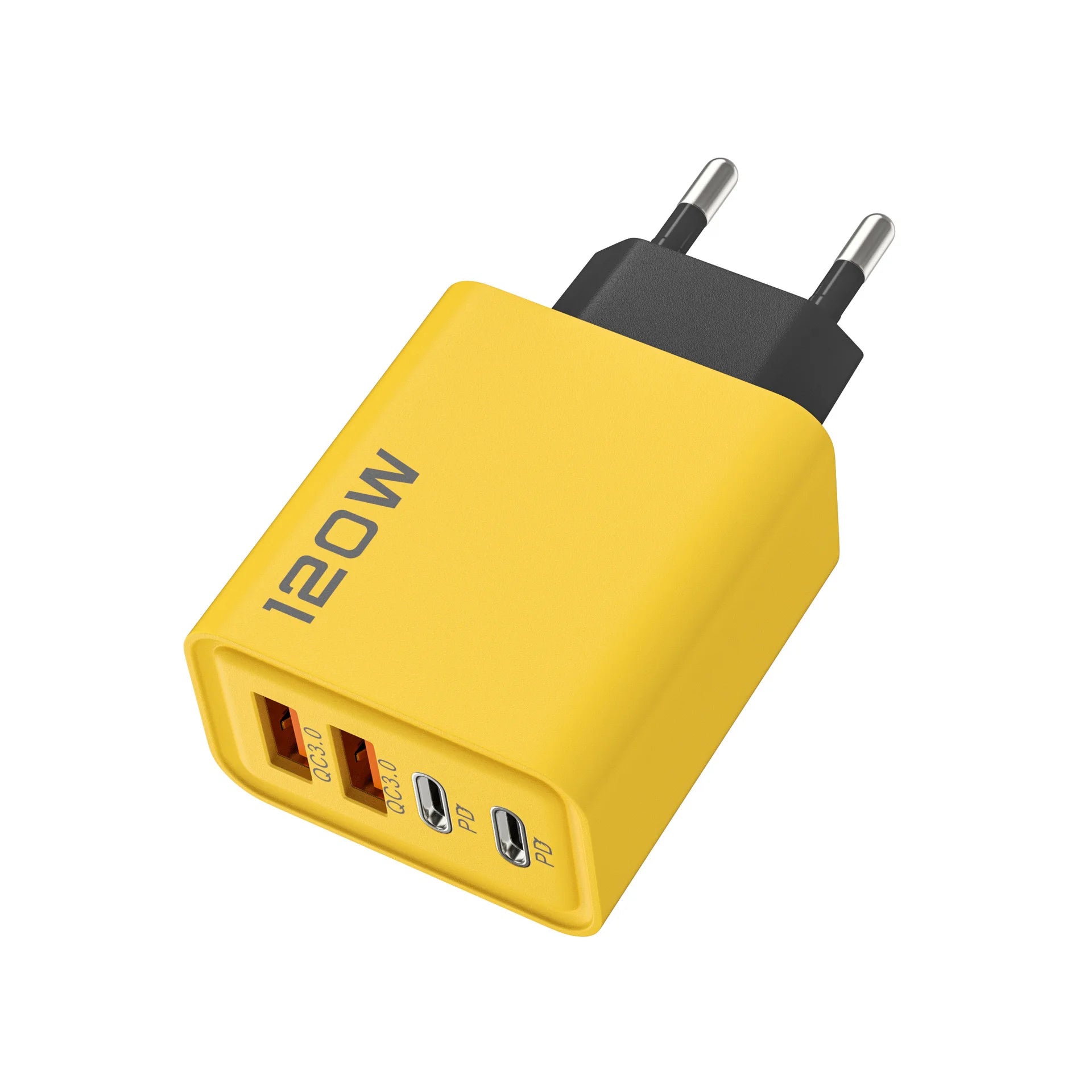 120W 4-Port USB-C PD & QC 3.0 Fast Wall Charger Adapter USB Wall Charger Zpaxo EU Yellow