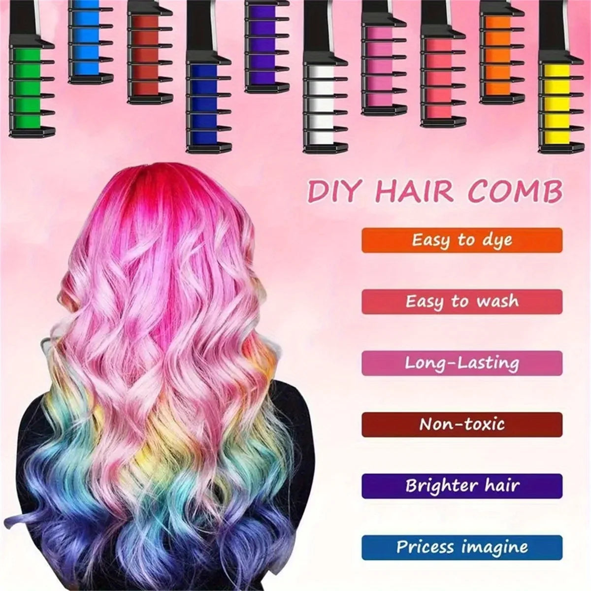10 color portable Hair dye set Chalk Comb temporary washable hair dye Zpaxo
