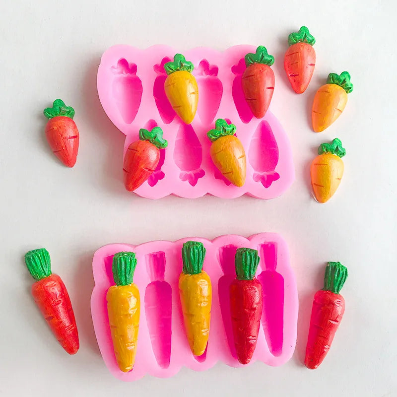 Carrot Silicone Mold DIY Fondant Chocolate Cake Decorating Candy Gum Paste Polymer Clay Cupcake Topper Baking Mold for Easter Zpaxo