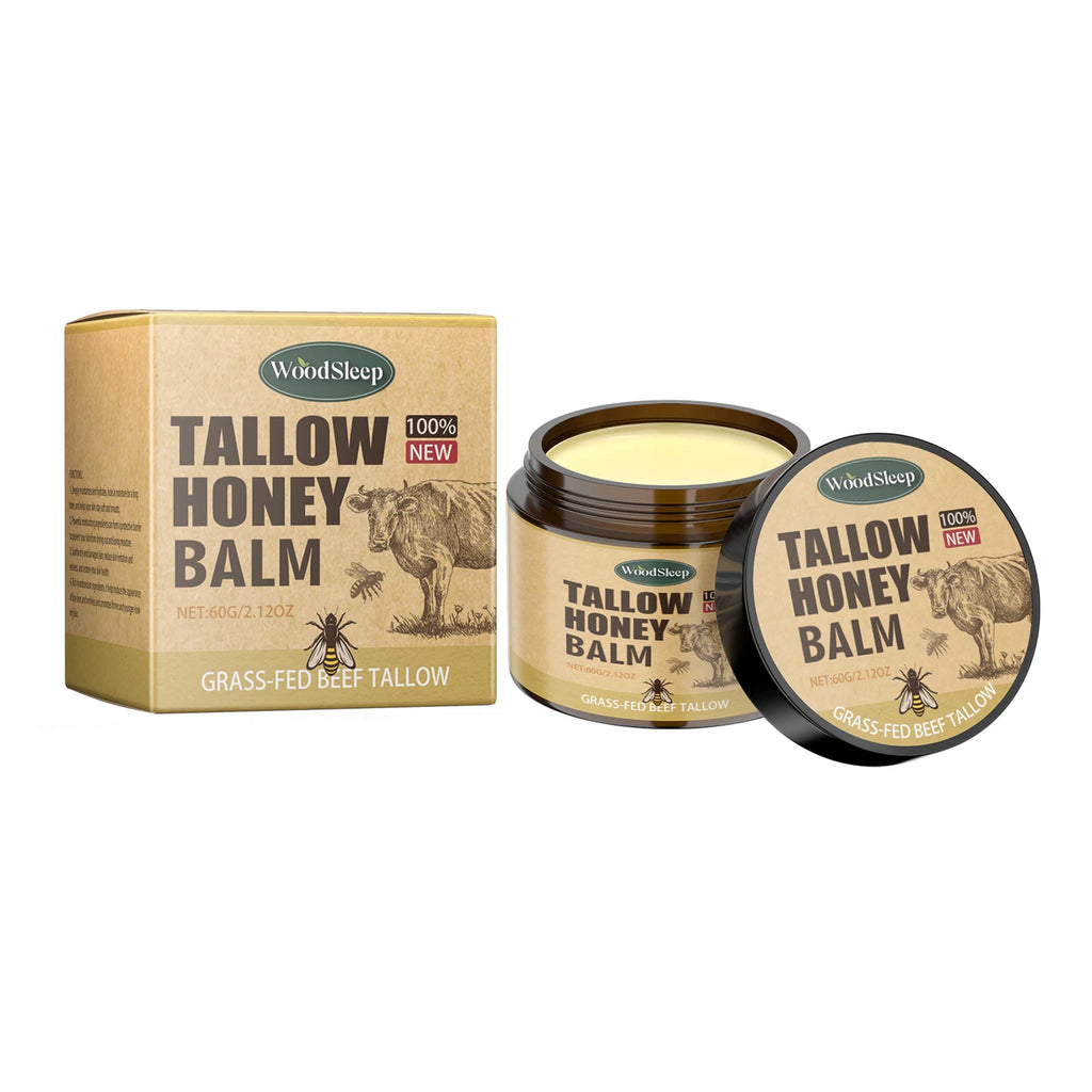 Beef Tallow Honey Balm Moisturizing Hydrating Face Cream Body Lotion Fades Fine Lines Tighten Soothen Brightening Facial Skin Zpaxo 60g Boxed