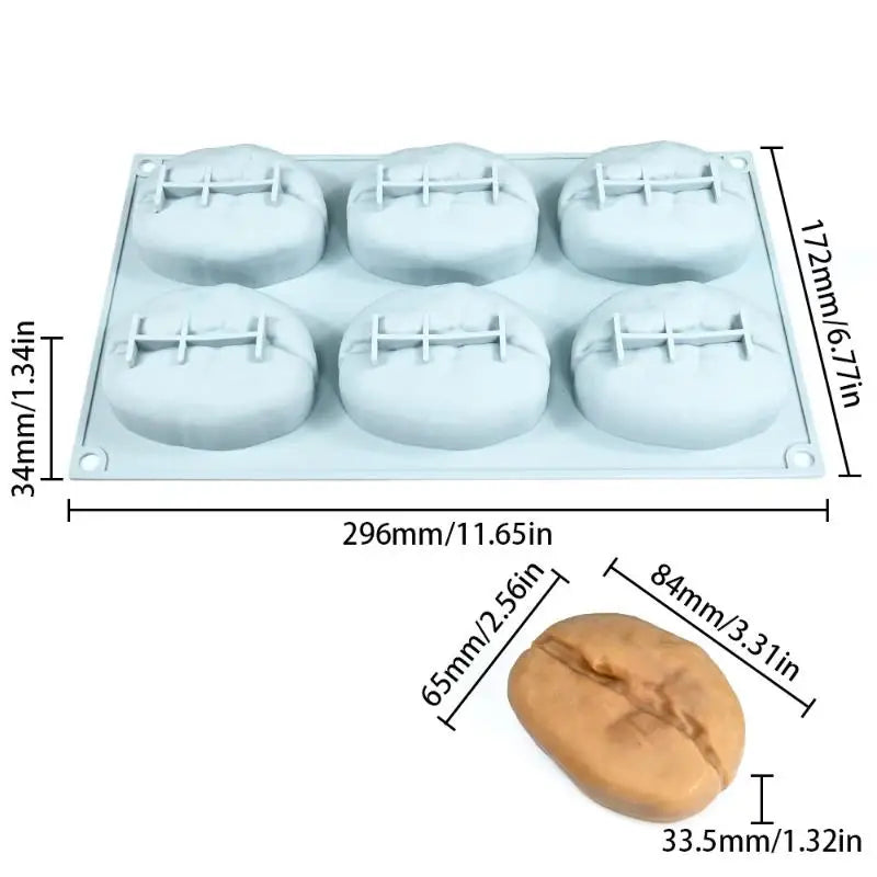 Chocolate Mousse Cake Mold Silicone 6Cell Pecan Pistachio Coffee Bean Zpaxo A4